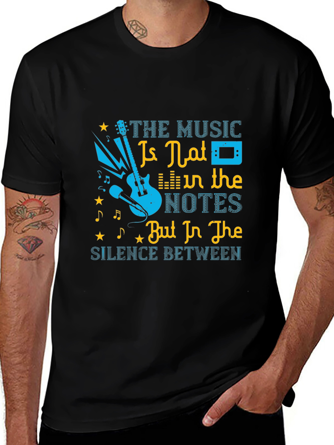 Variant 12 of Music Lover's T-Shirt: Notes & Silence Graphic Tee