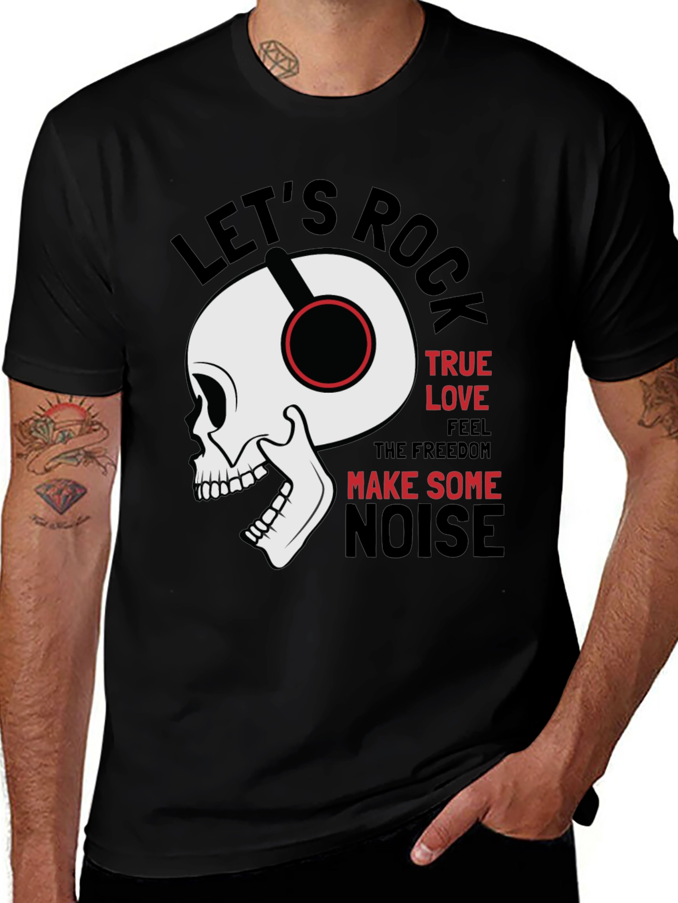 Variant 16 of Rock Music Graphic Tee - Skull with Headphones
