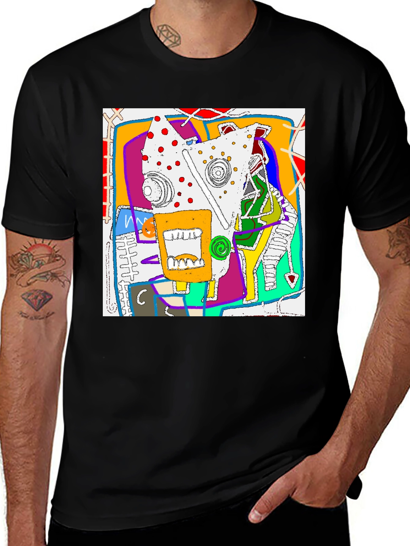 Variant 13 of Abstract Graphic Print Black T-Shirt