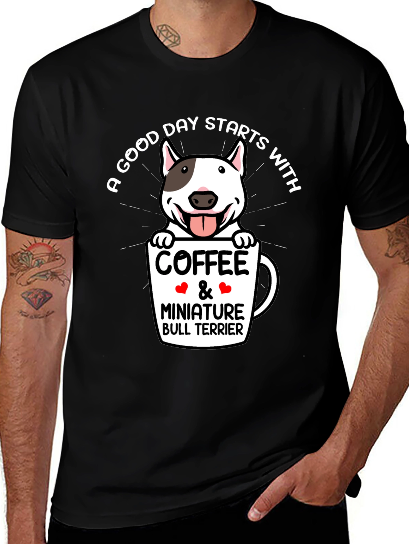 Miniature Bull Terrier Coffee Lover T-Shirt
