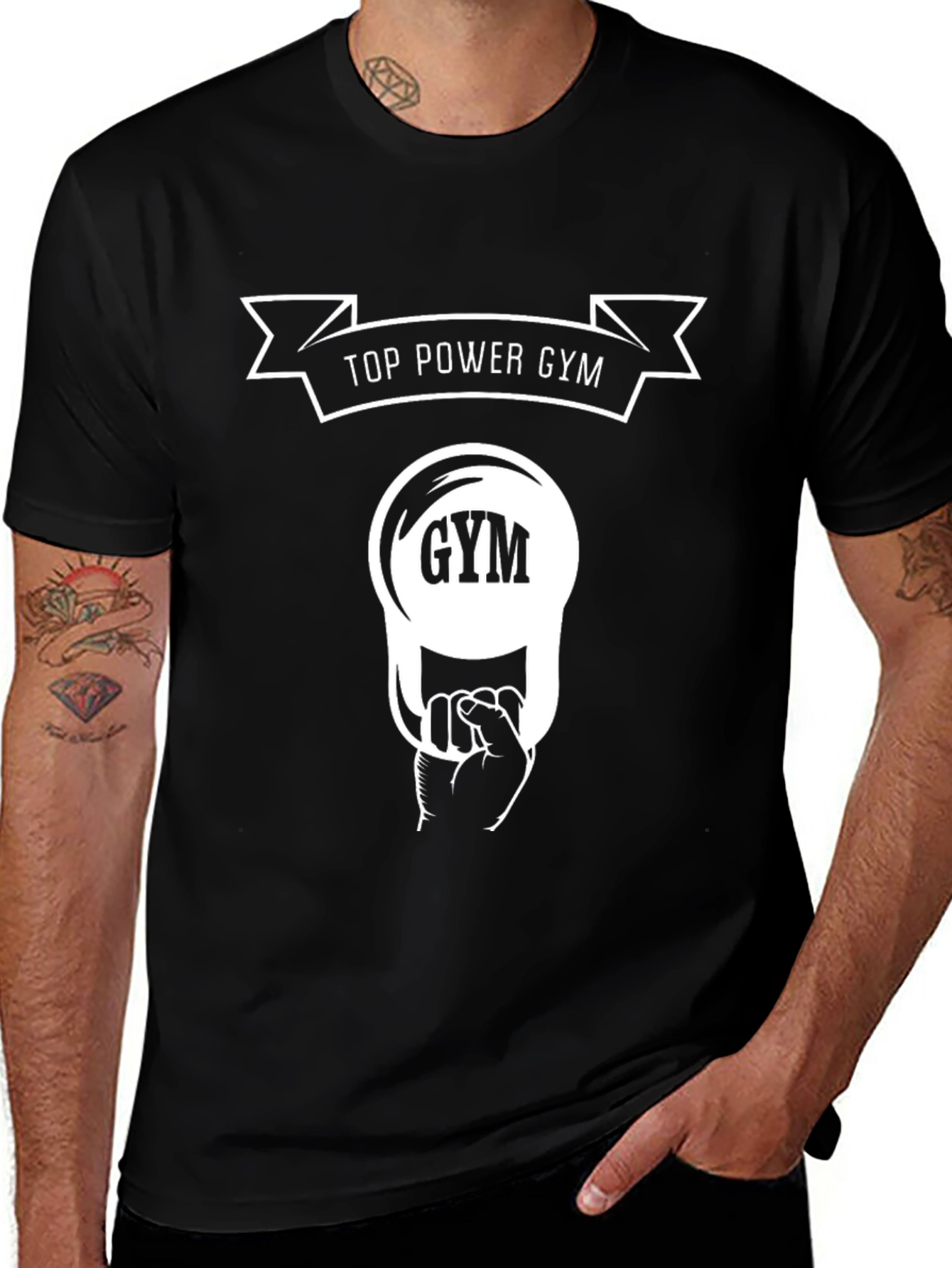 Variant 3 of Top Power Gym Black T-Shirt