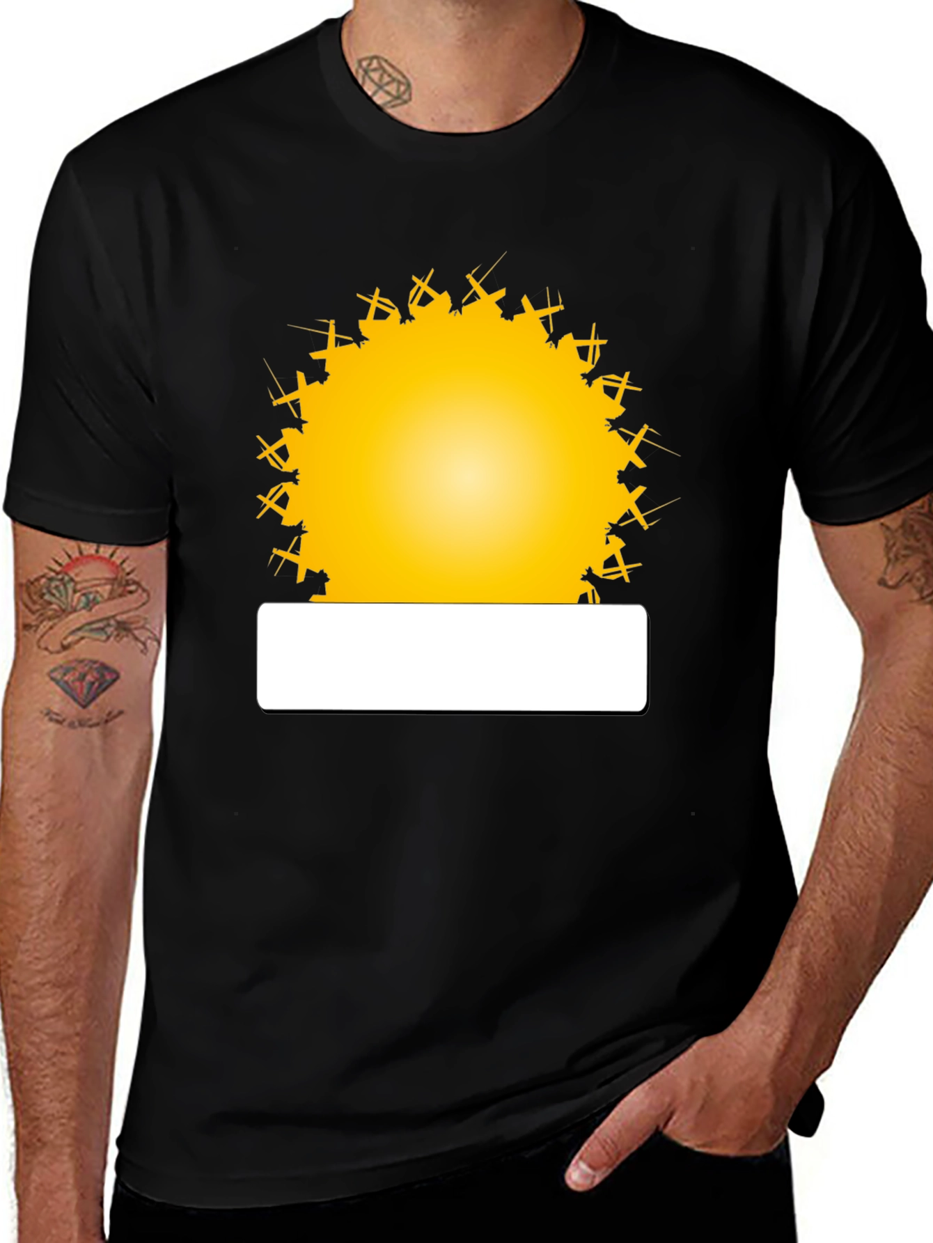 Variant 20 of Sun & Windmill Graphic Tee - Black