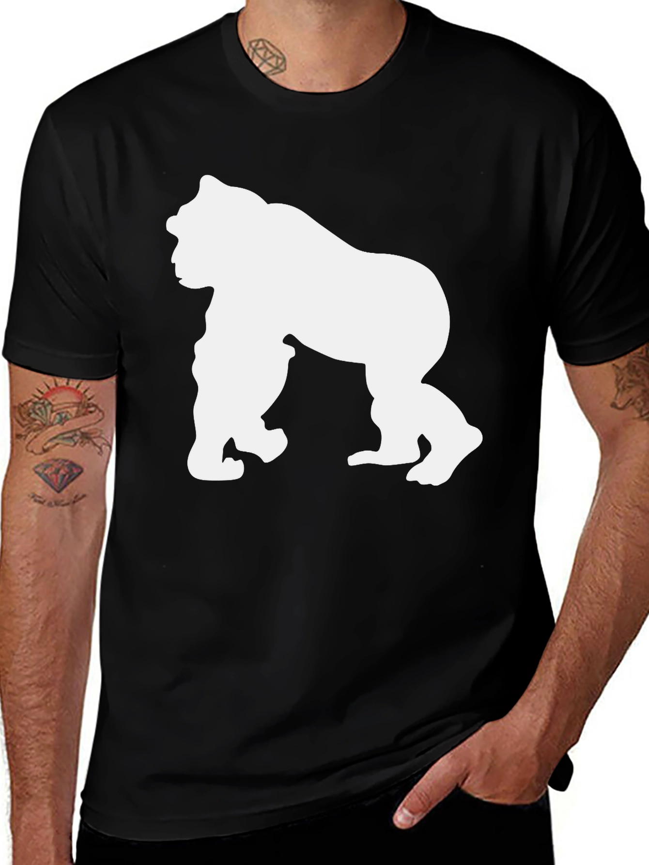 Variant 22 of Gorilla Graphic Tee - Mens Black Cotton T-Shirt