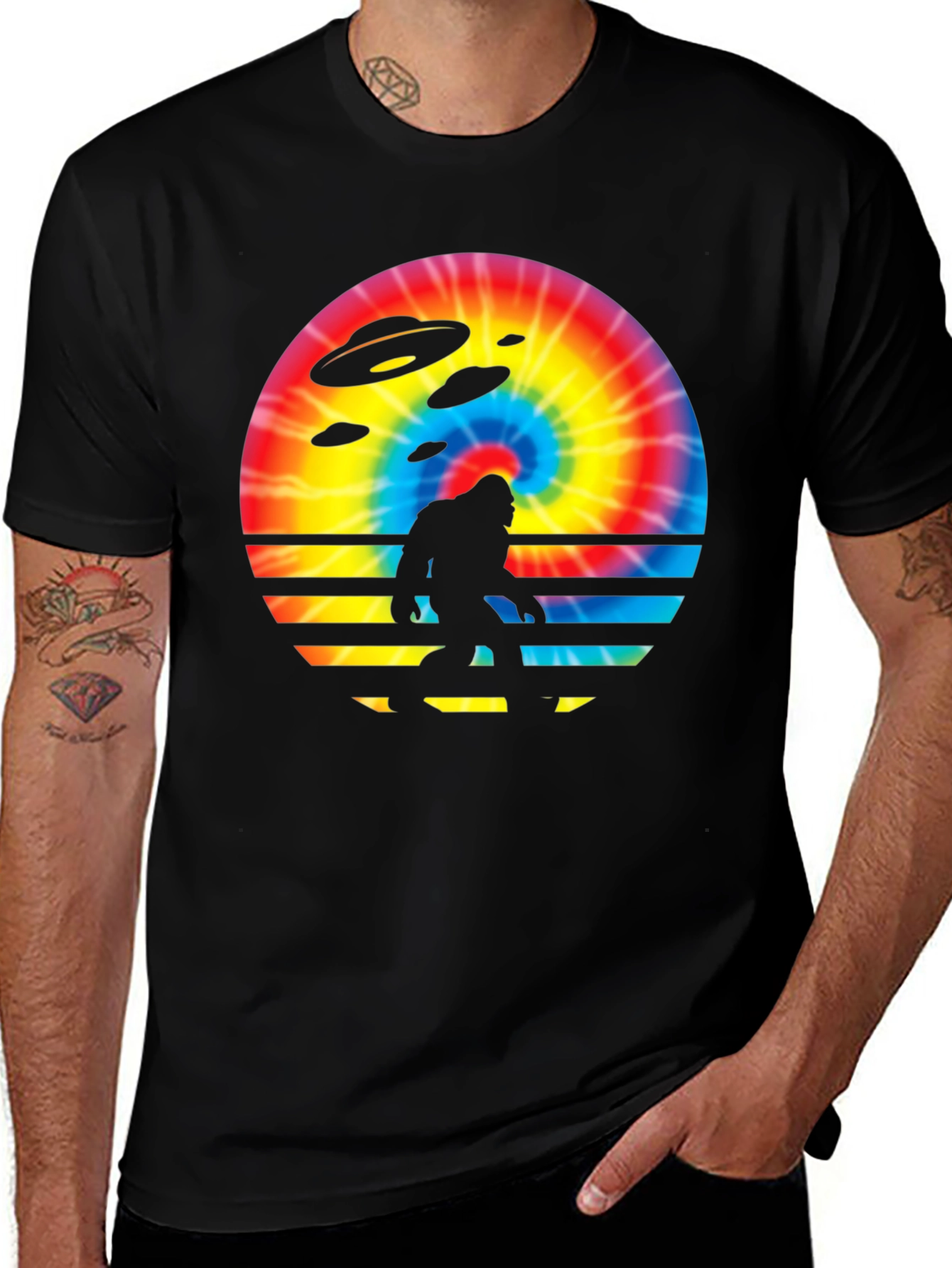Variant 26 of Bigfoot UFO Tie-Dye Graphic Tee