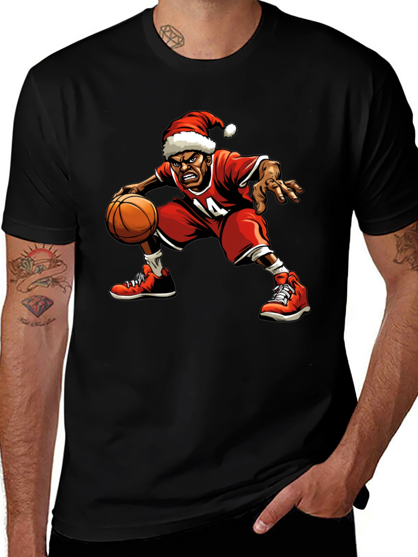 Variant 4 of Christmas Basketball Player Graphic Tee