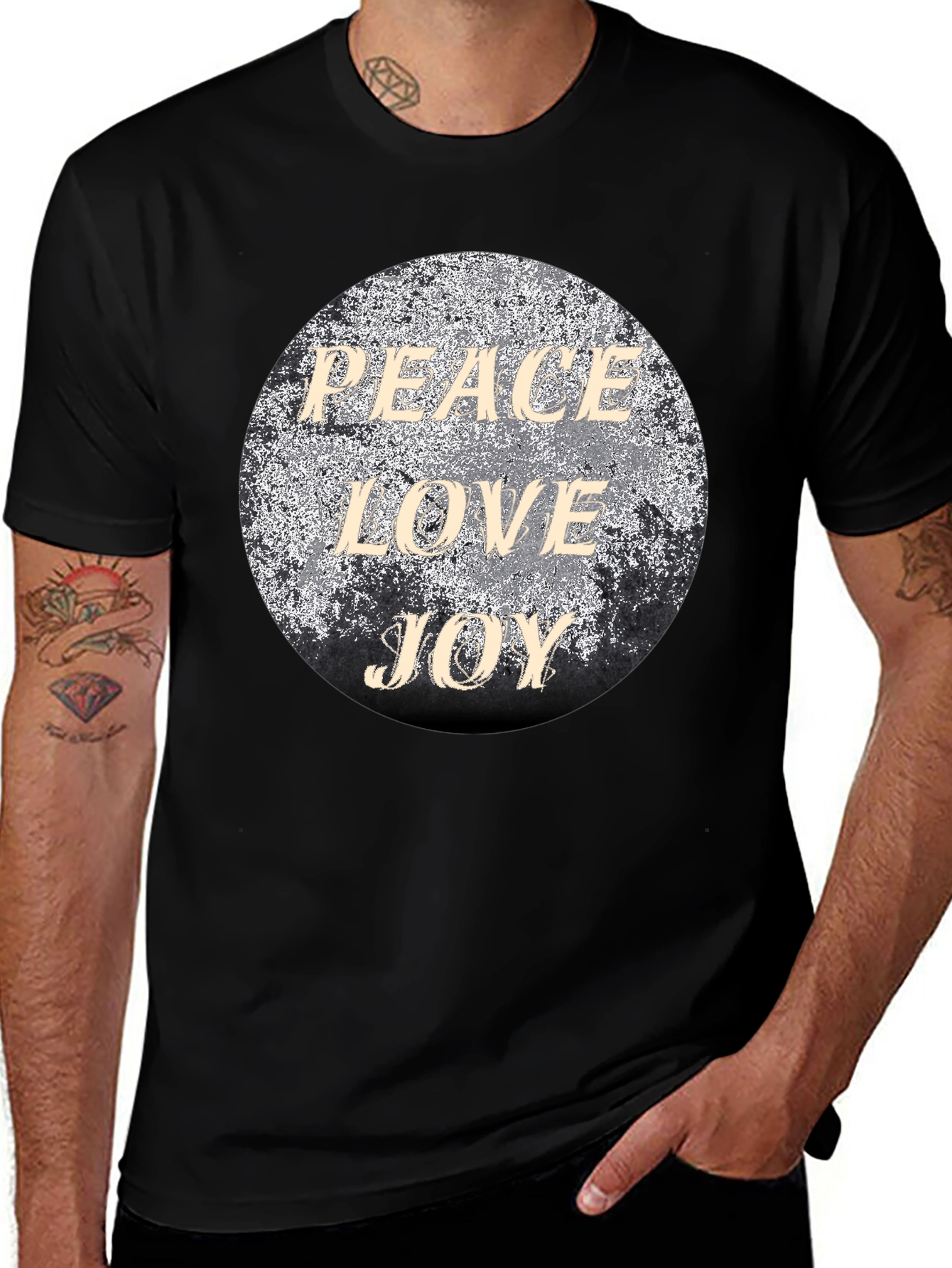 Variant 13 of Peace Love Joy Graphic T-Shirt - Black