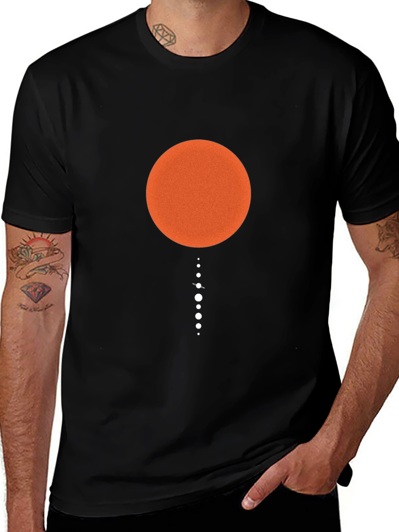 Variant 26 of Abstract Orange Circle on Black T-Shirt