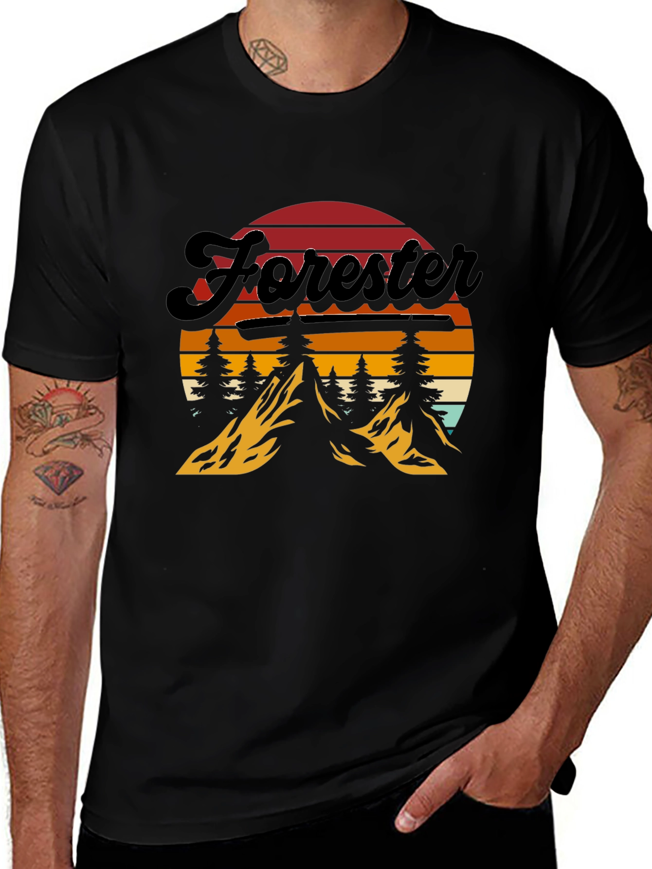 Variant 18 of Forester Retro Sunset T-Shirt - Nature Inspired Design