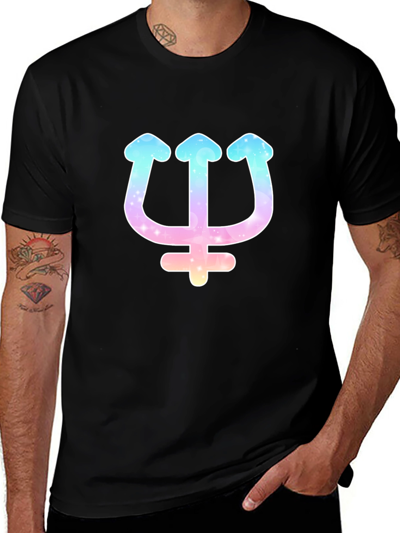 Neptune Trident Graphic T-Shirt - Galaxy Design