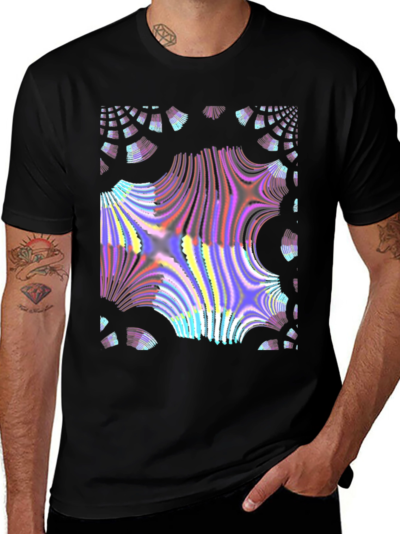 Variant 6 of Abstract Fractal Design Black T-Shirt