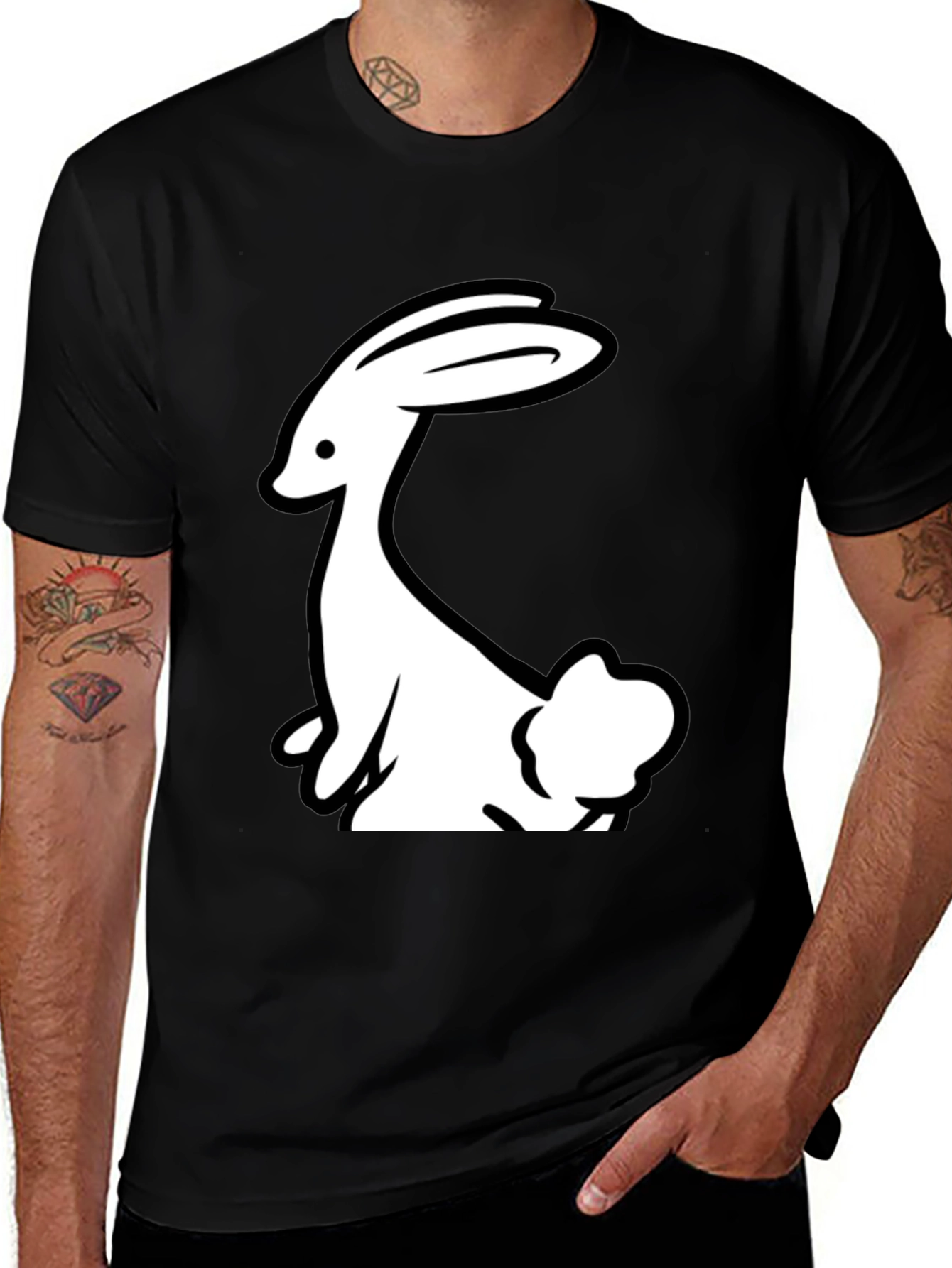 Variant 10 of Black Rabbit Graphic Tee - Fun & Stylish