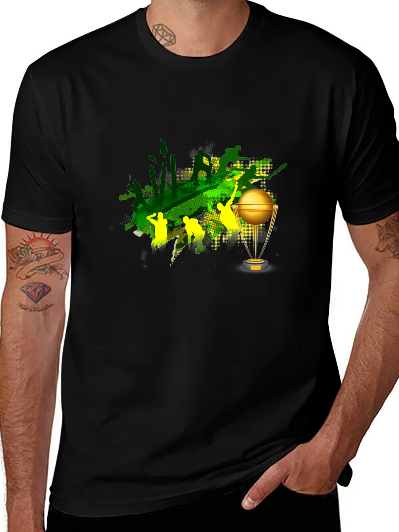 Cricket World Cup Graphic Tee - Black Cotton Blend