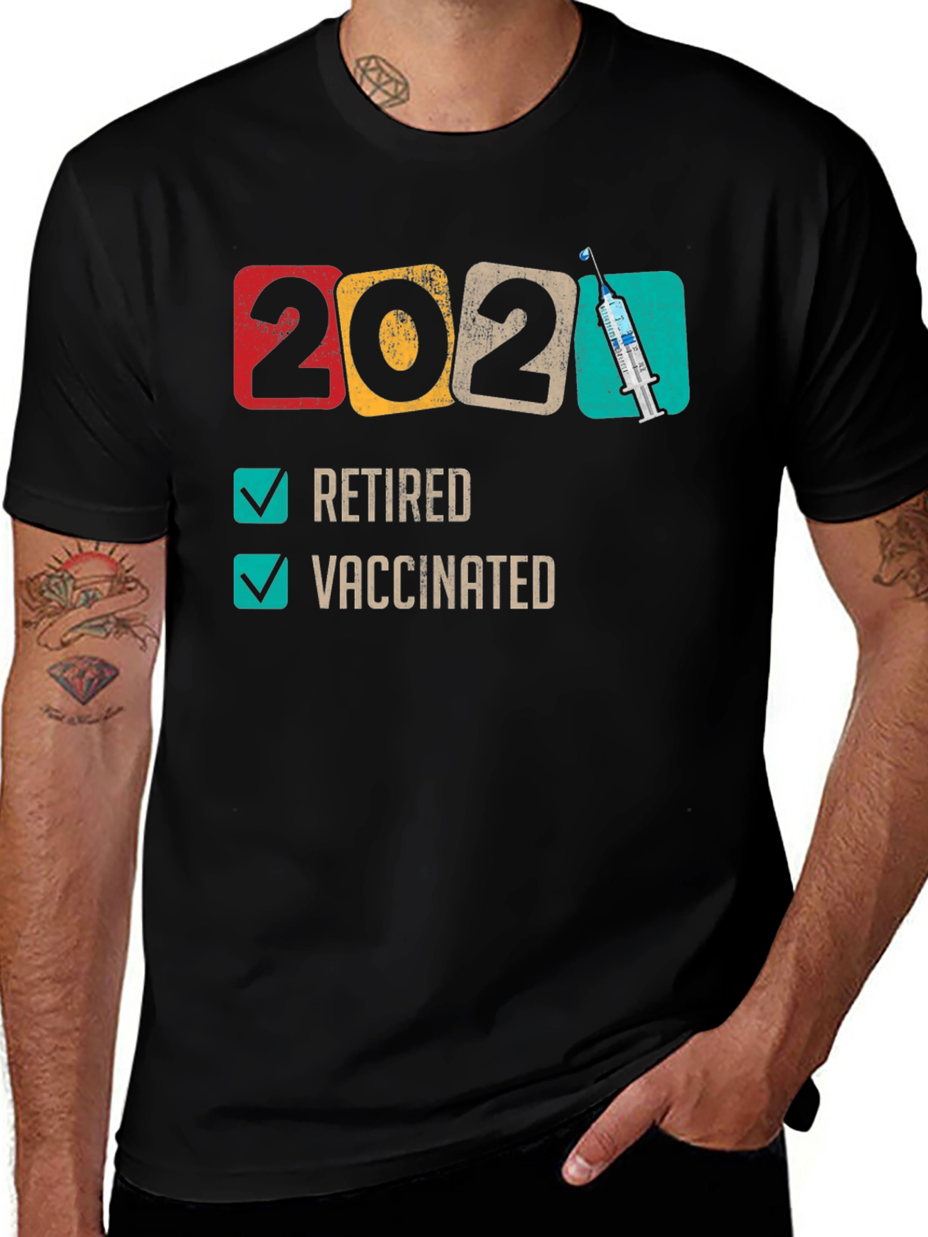 Variant 26 of Retired & Vaccinated 2021 T-Shirt