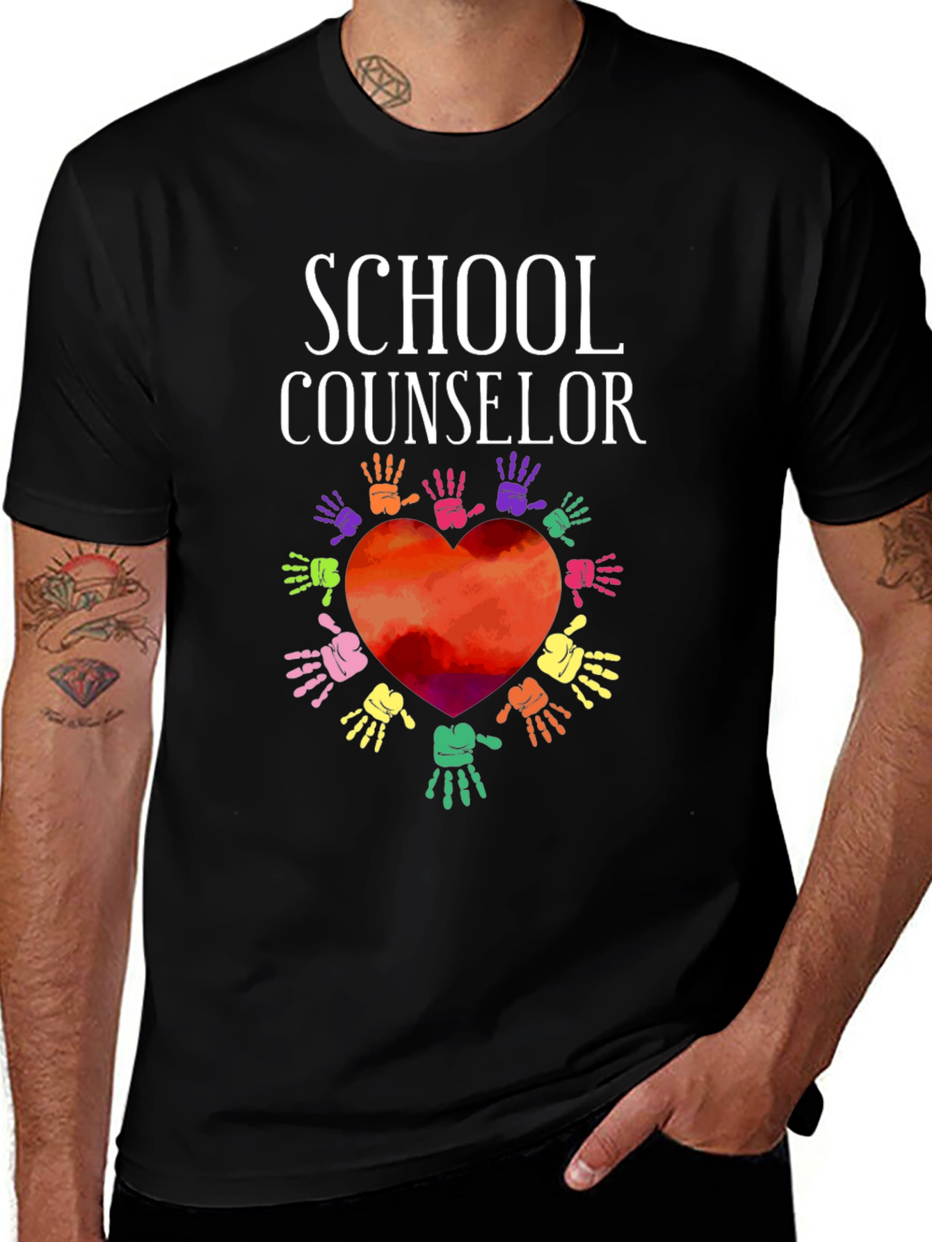Variant 8 of School Counselor Heart Hands Graphic T-Shirt