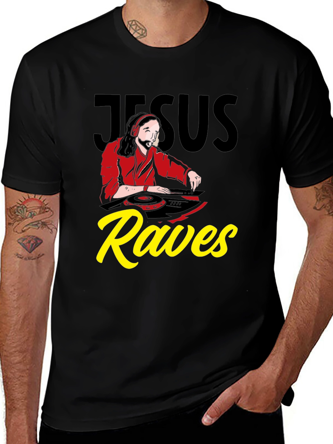 Jesus Raver Graphic T-Shirt