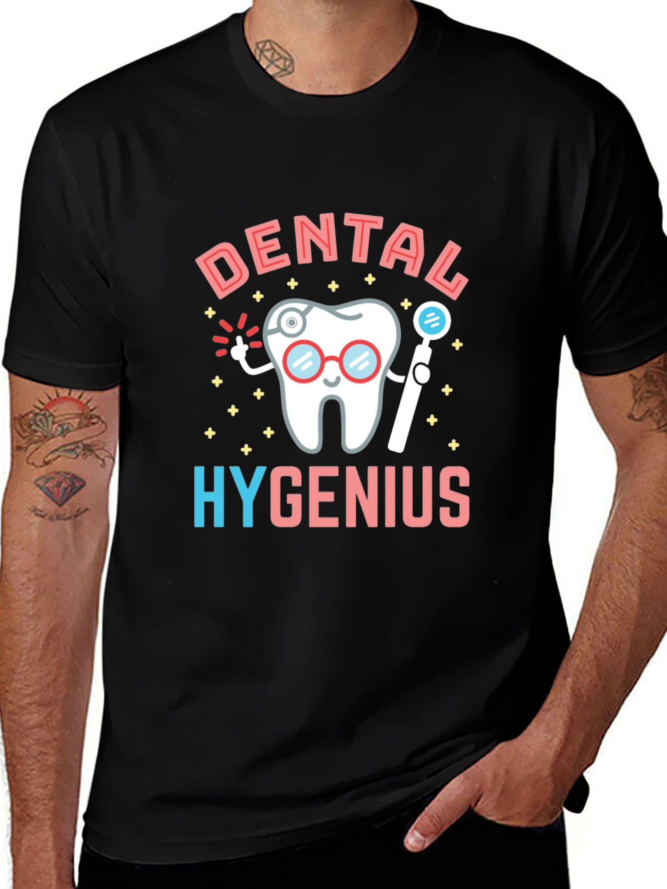 Variant 12 of Dental Hygenius Black T-Shirt - Cute Tooth Design
