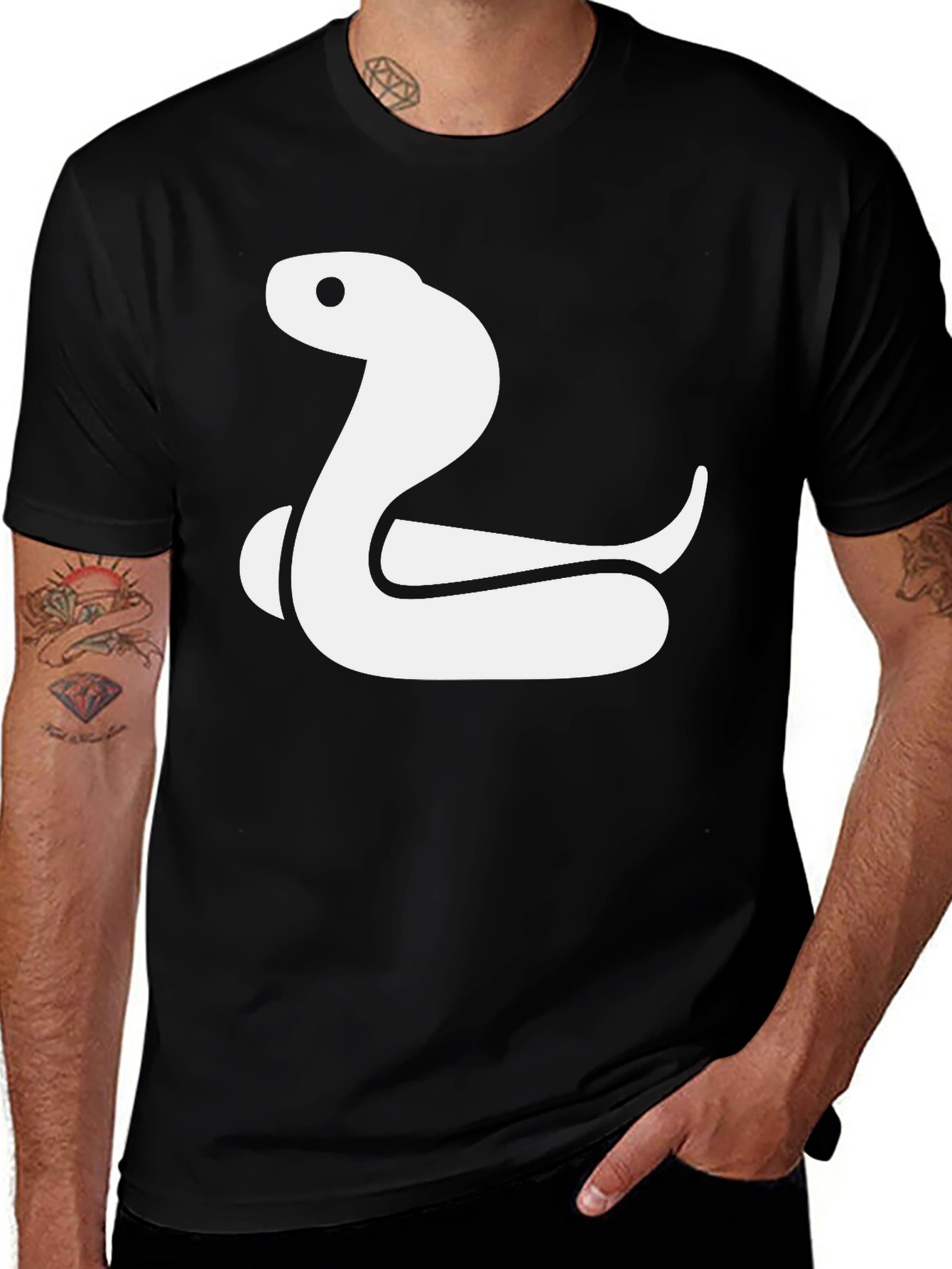 Snake Graphic Tee - Black Cotton T-Shirt