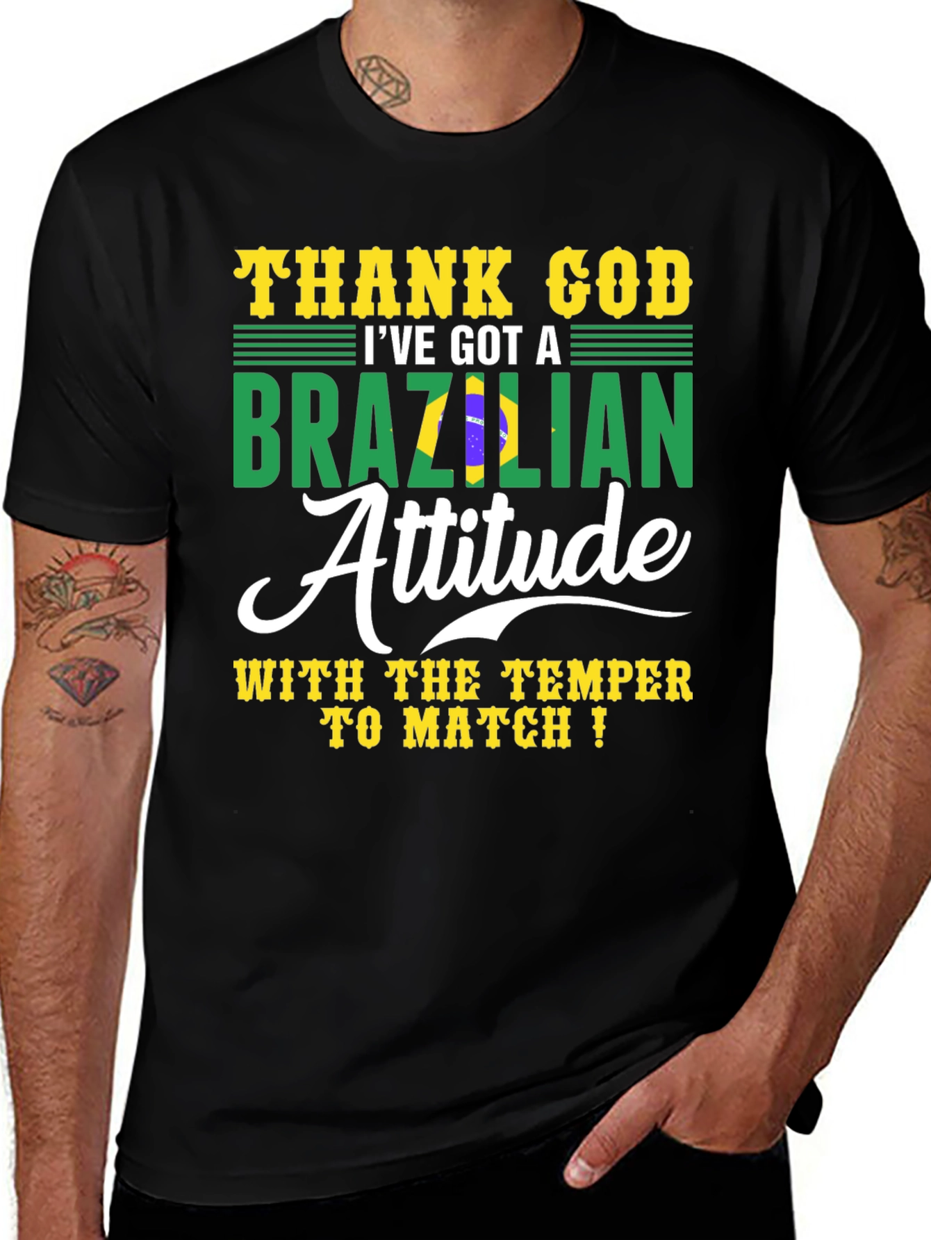 Variant 26 of Brazilian Attitude Graphic Tee - Black