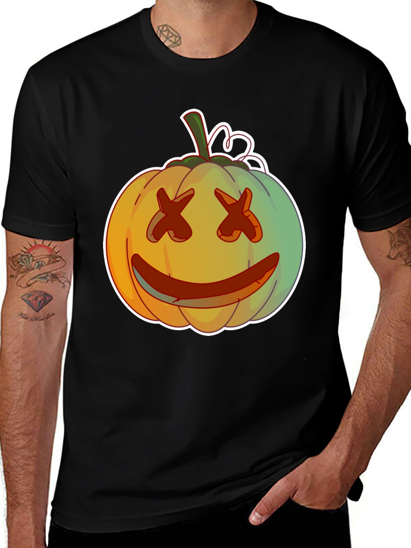 Variant 7 of Pumpkin Face Graphic Tee - Spooky Season Style