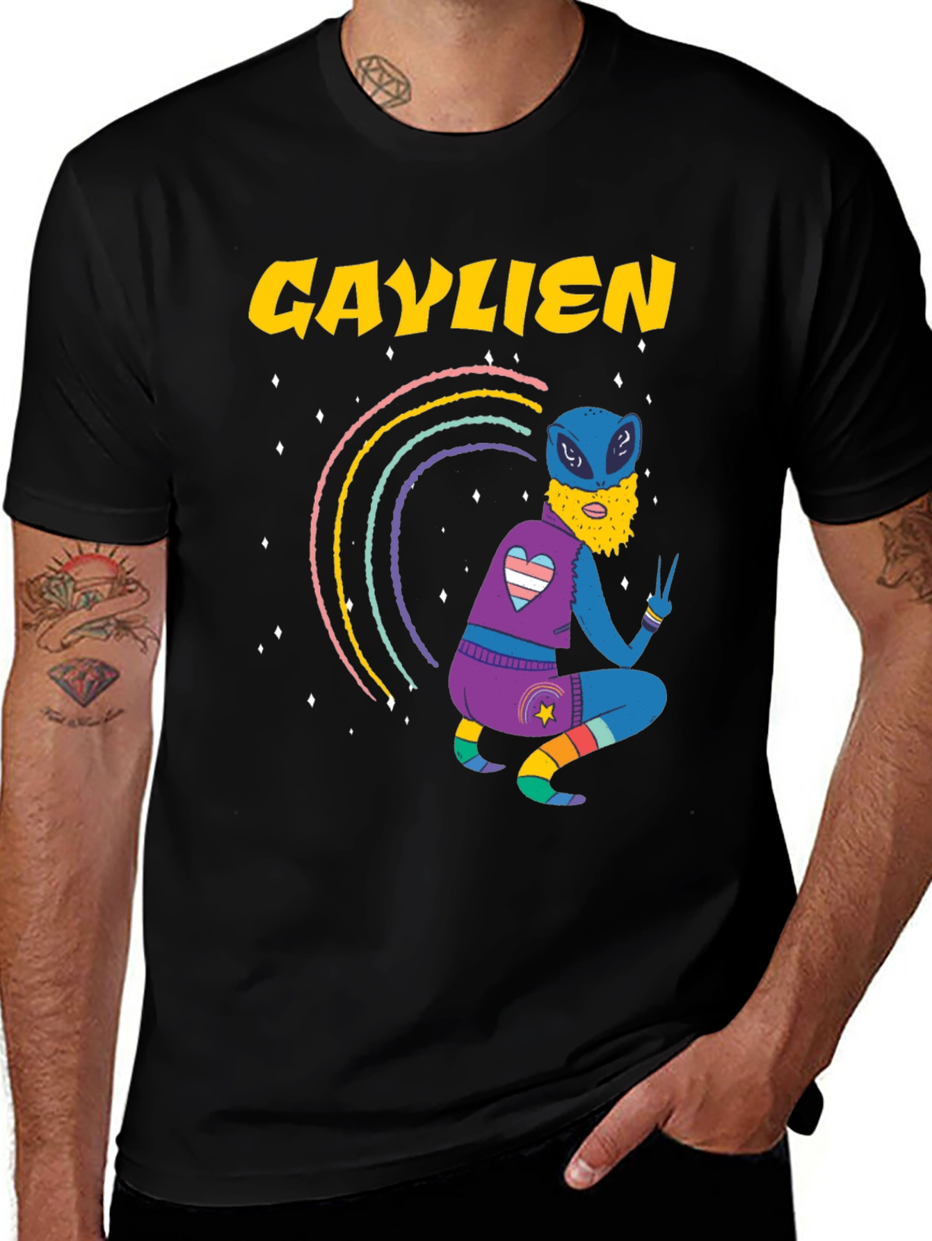 Gaylien Pride T-Shirt - LGBTQ+ Alien Design