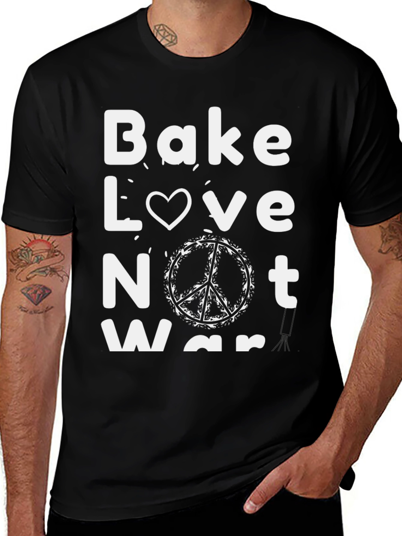 Variant 28 of Bake Love Not War Graphic Tee - Black