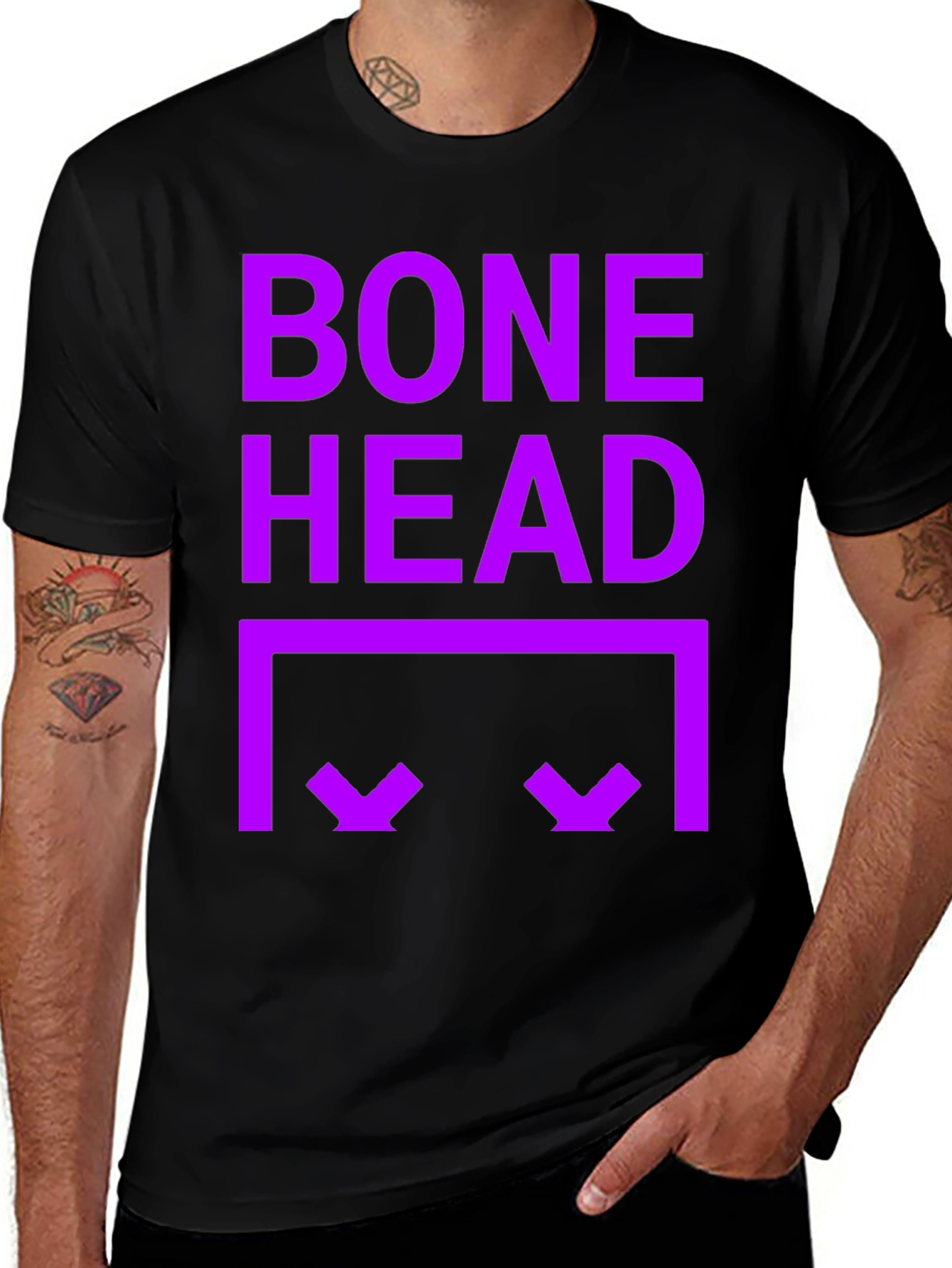 Variant 24 of Bone Head Graphic T-Shirt - Bold Purple Design
