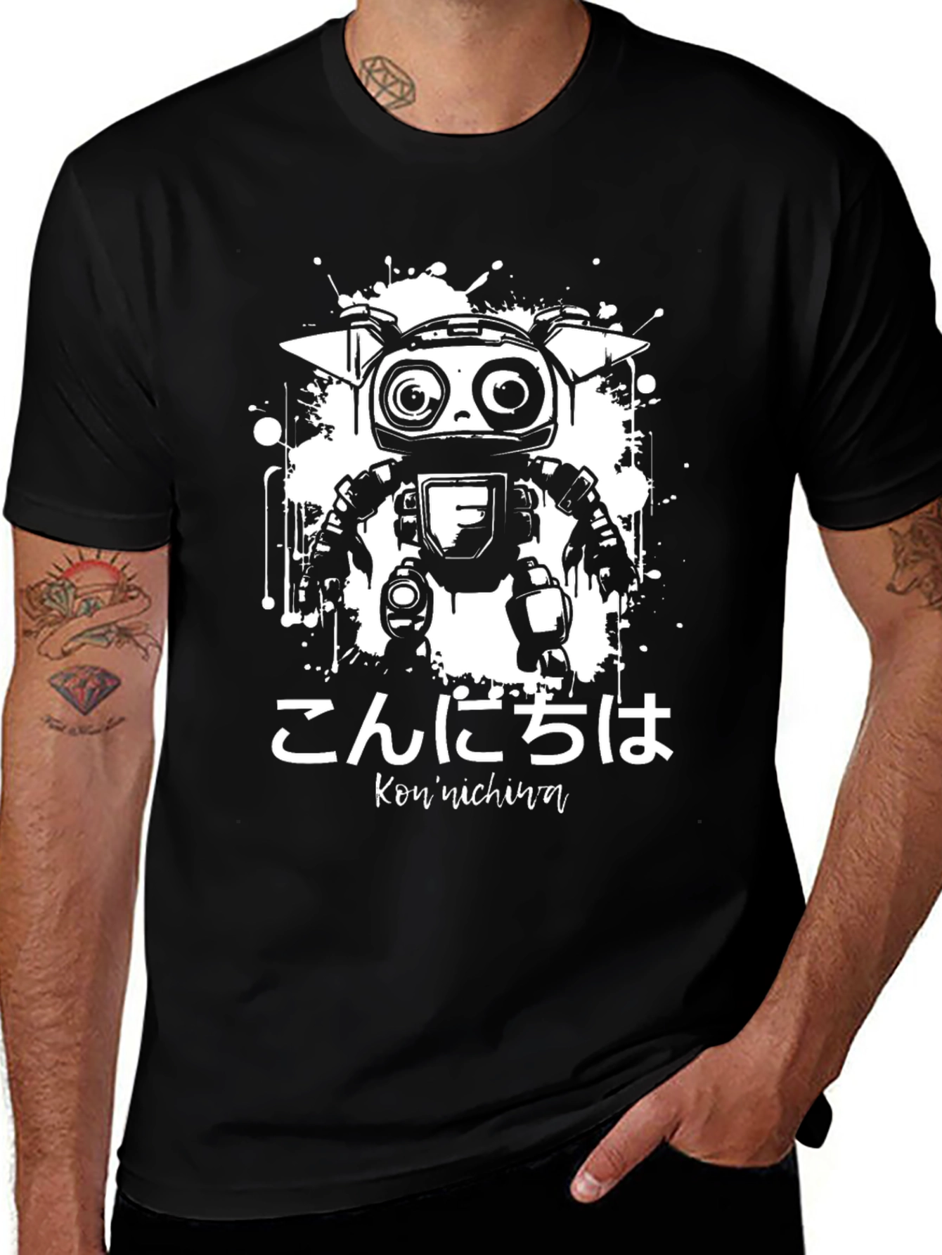 Variant 27 of Robot Japanese Graphic Tee - Cool Black T-Shirt