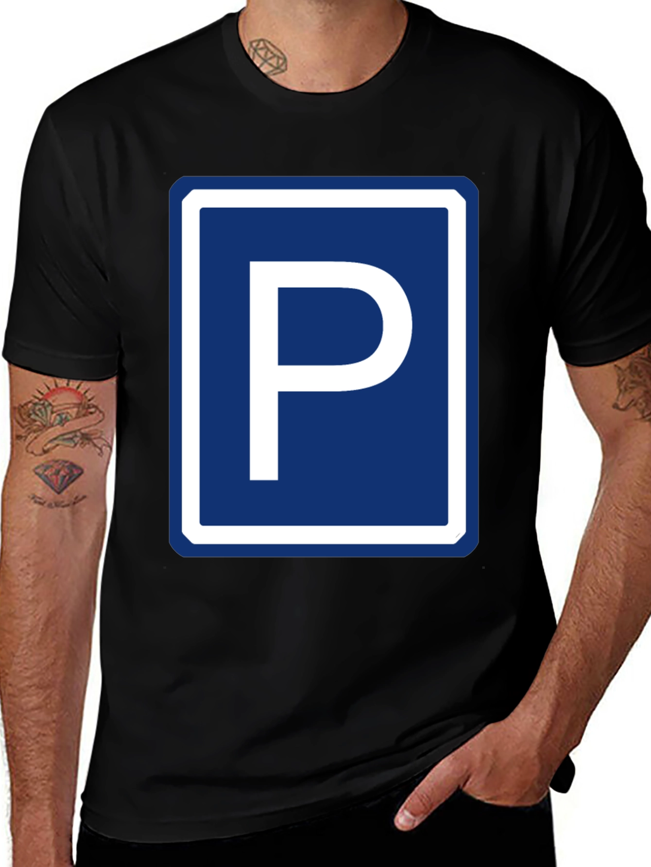 Variant 20 of Parking Sign Graphic Tee - Novelty Black T-Shirt