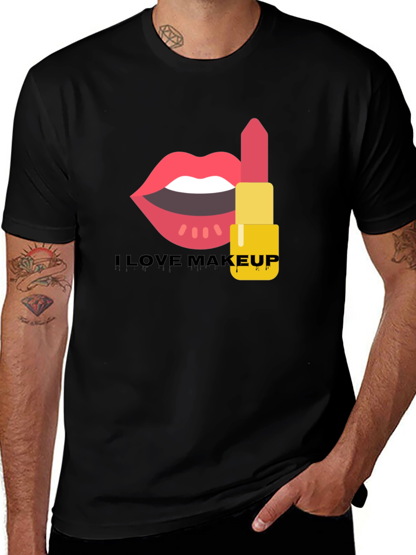 Variant 25 of I Love Makeup Graphic Tee, Black Cotton
