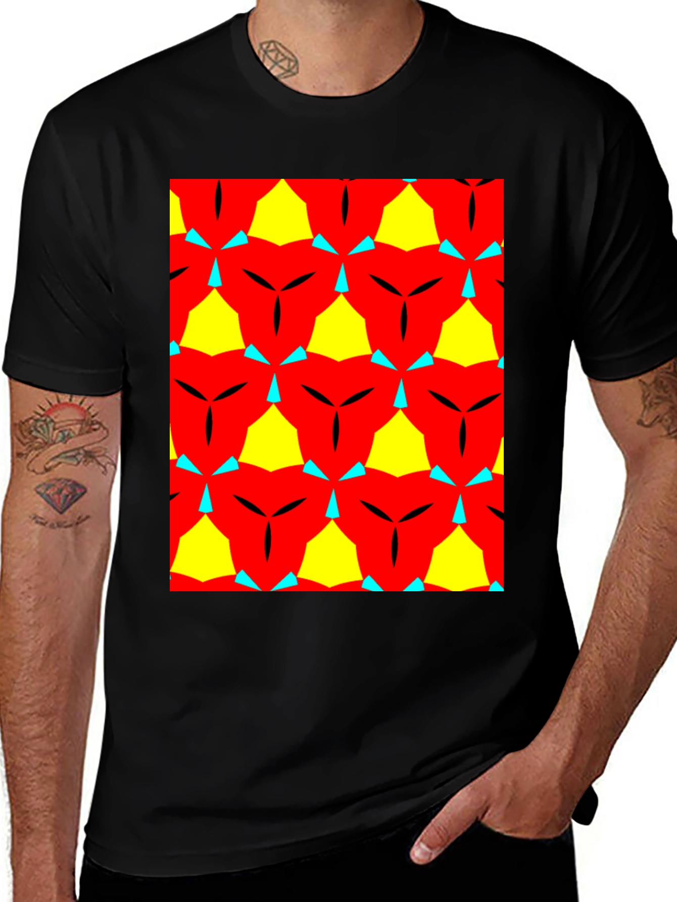 Variant 24 of Bold Geometric Patterned Black T-Shirt