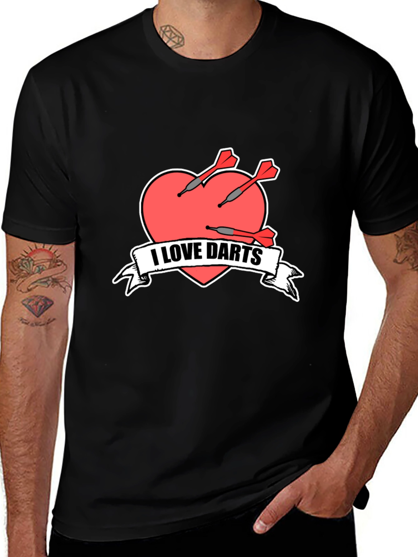 Variant 27 of I Love Darts T-Shirt - Heart Dartboard Design