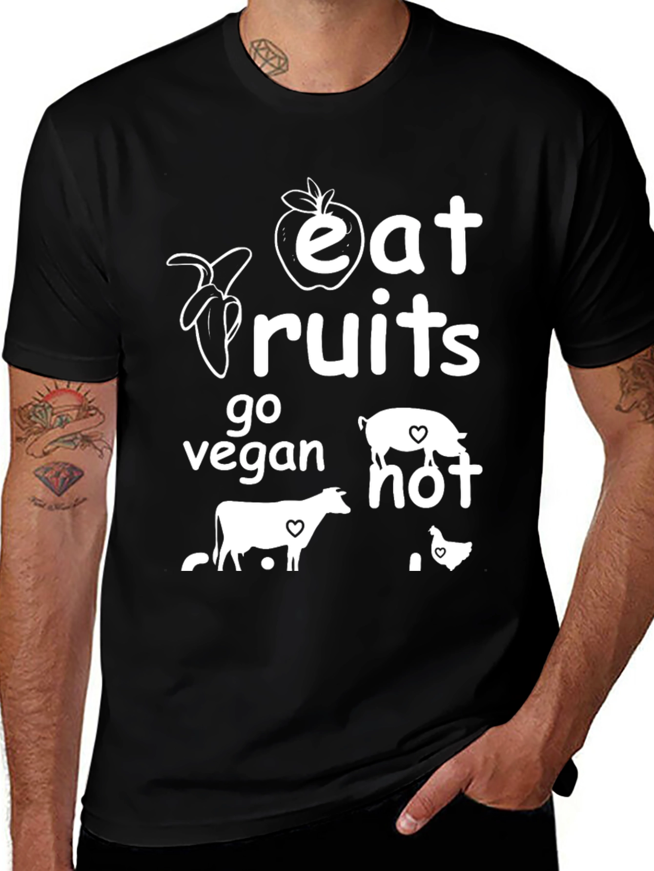 Eat Fruits Go Vegan Graphic T-Shirt