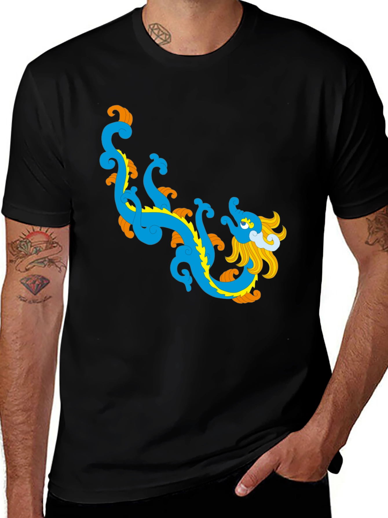Variant 6 of Dragon Graphic Print Black T-Shirt