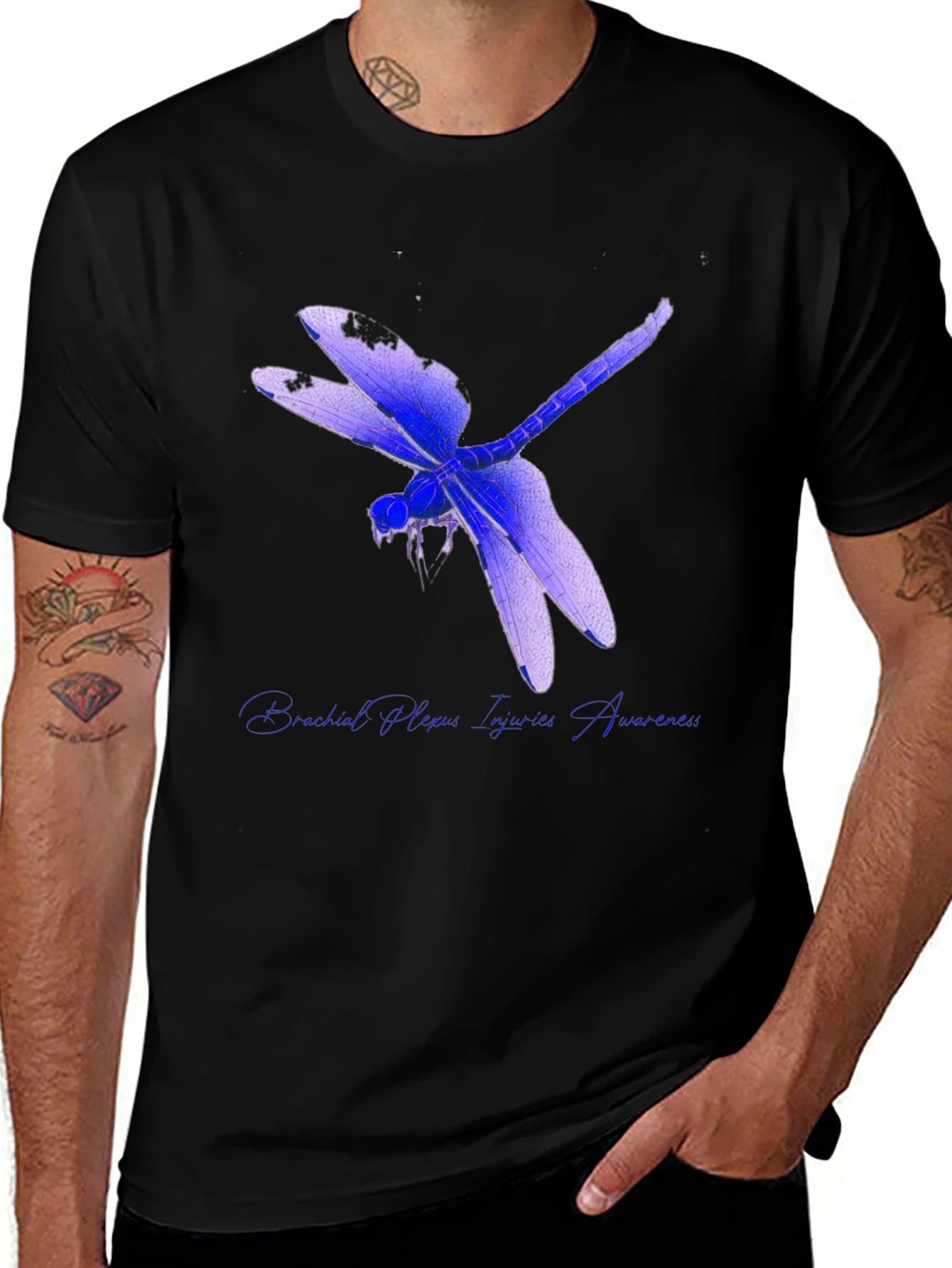 Variant 19 of Black T-Shirt with Dragonfly Mental Health Awareness Design