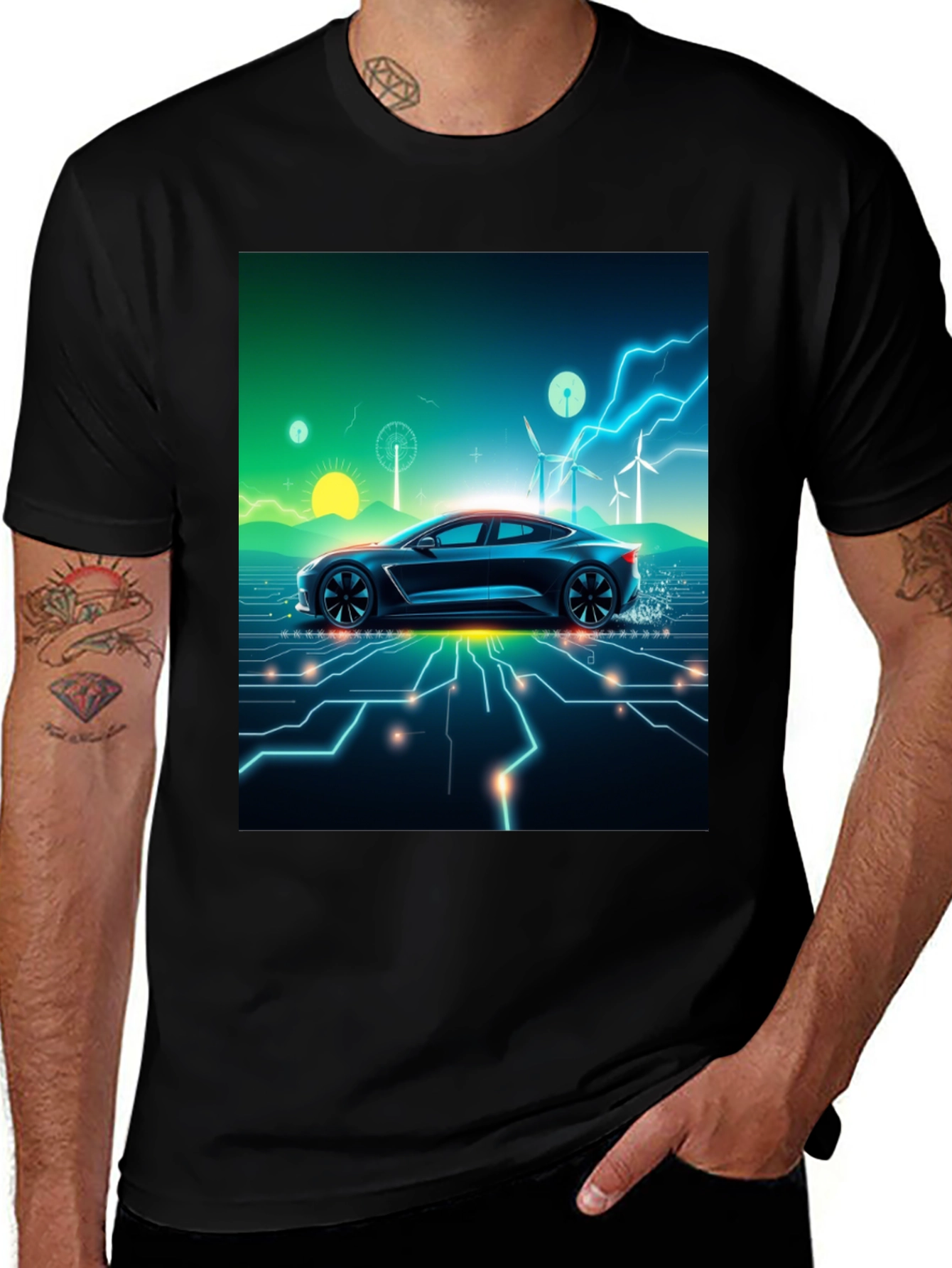 Variant 16 of Electric Car T-Shirt - Futuristic Style