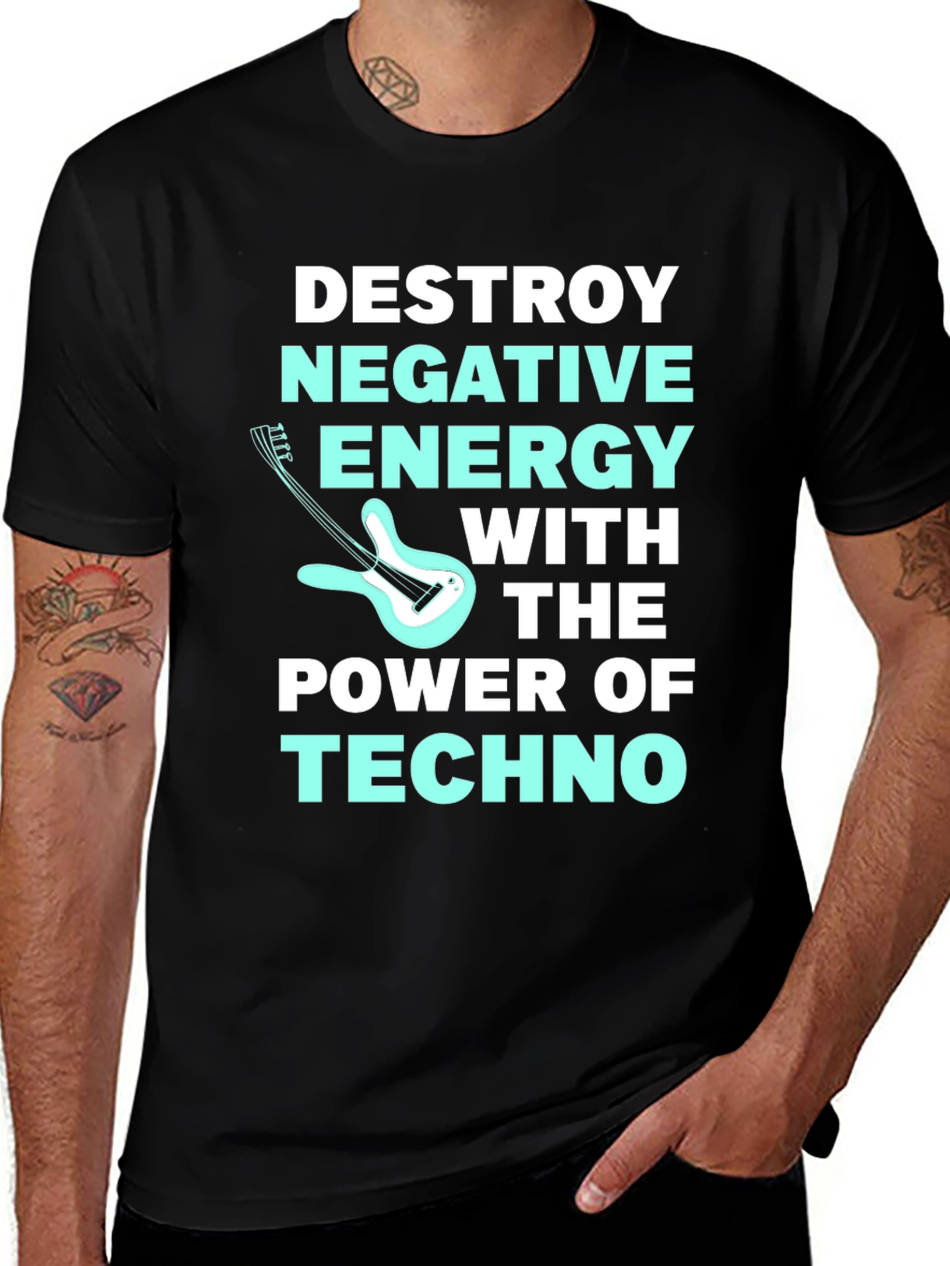 Variant 8 of Destroy Negative Energy Techno Music T-Shirt