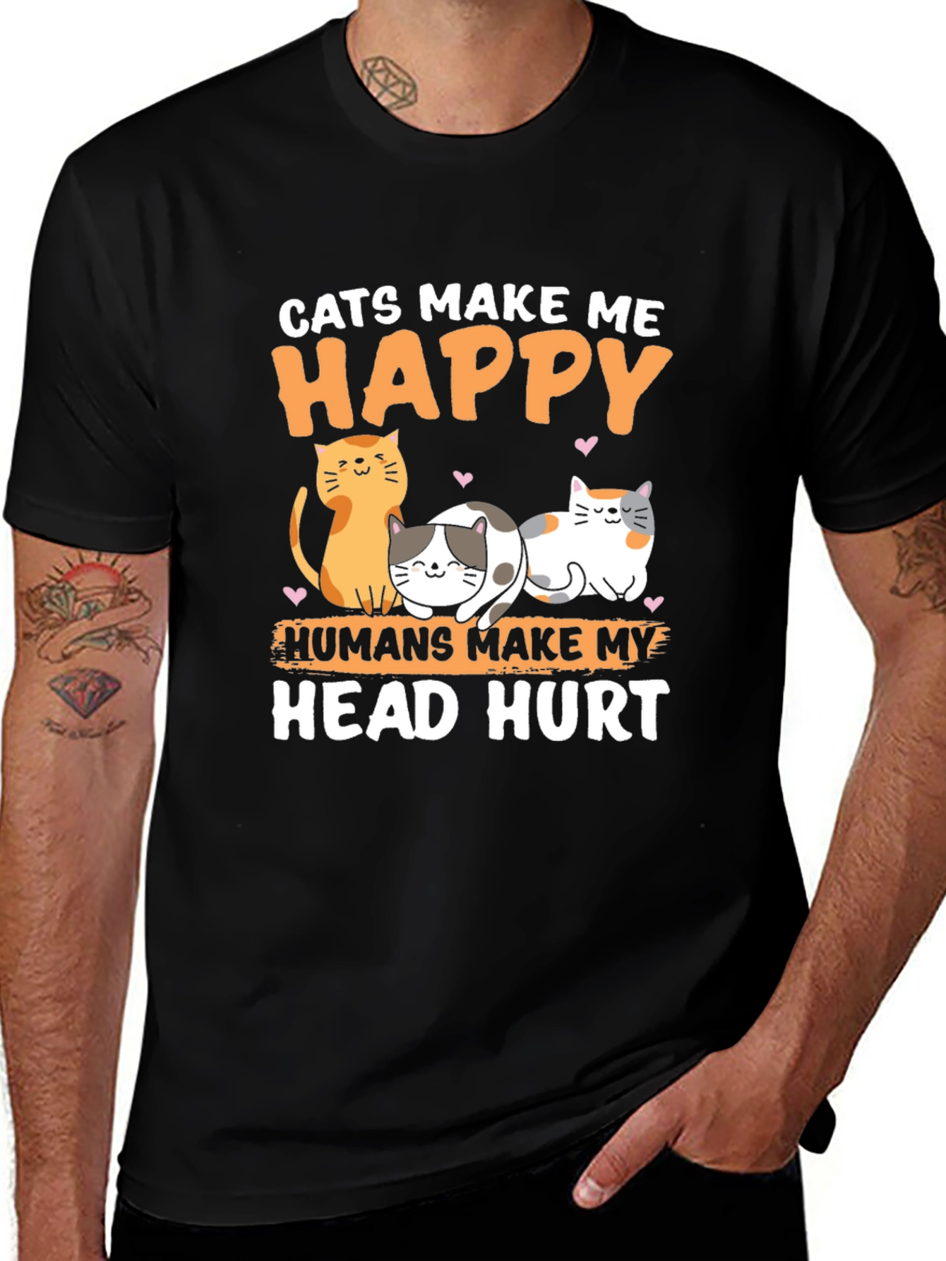 Variant 4 of Cats Make Me Happy Graphic T-Shirt
