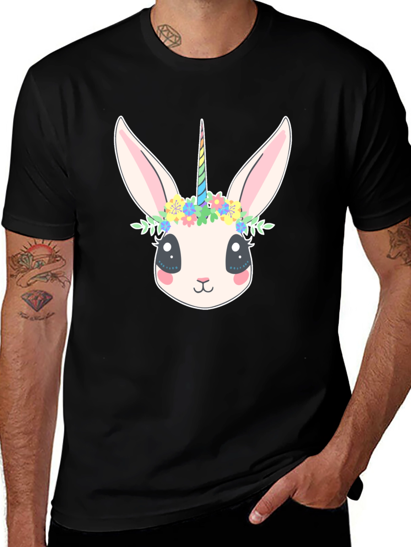 Variant 27 of Unicorn Bunny Graphic Tee - Easter Style