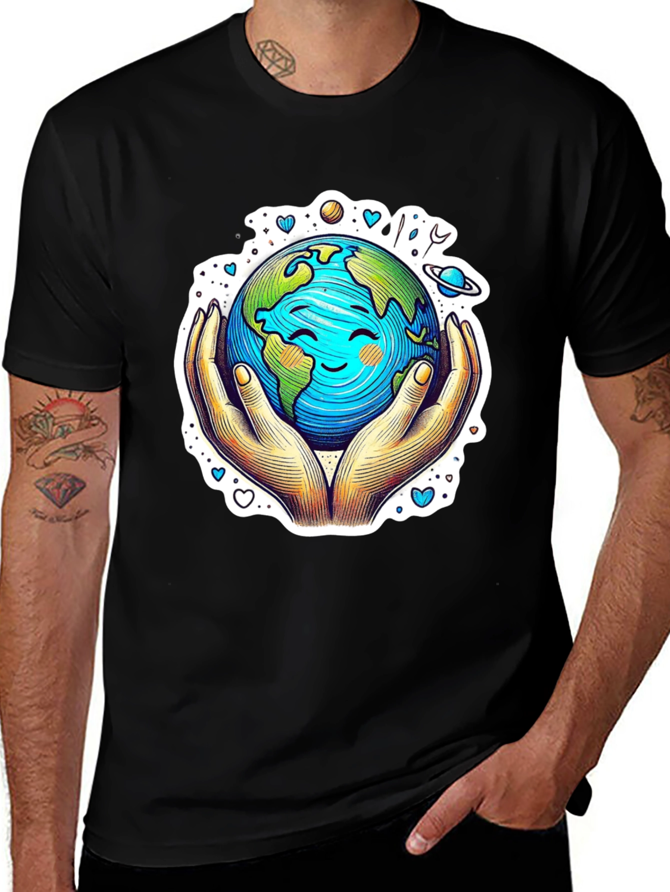 Variant 14 of Earth in Hands Graphic Tee - Protect Our Planet