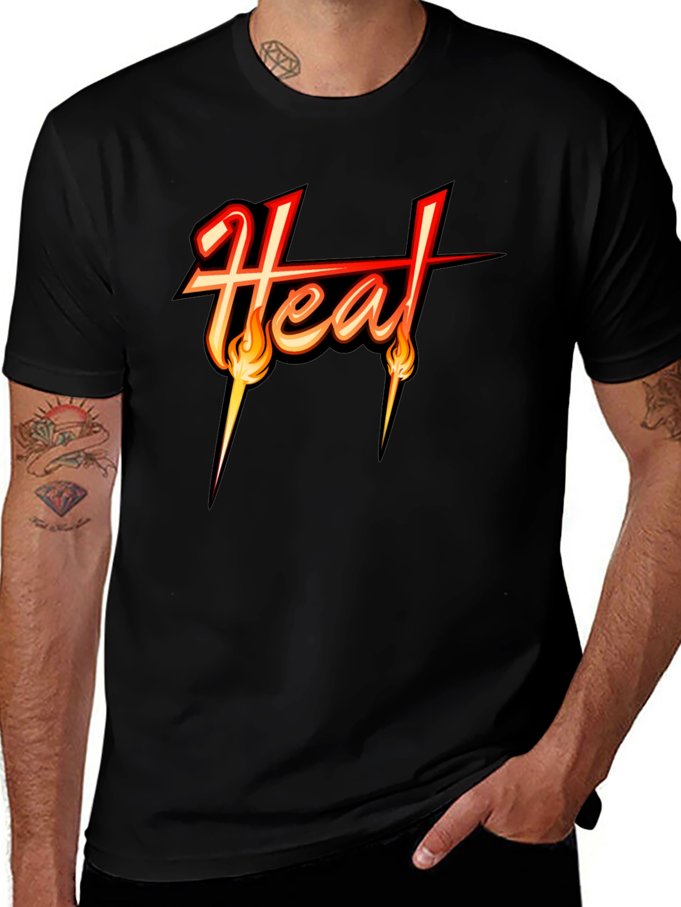 Variant 23 of Heat Graphic Tee - Flame Lettering T-Shirt