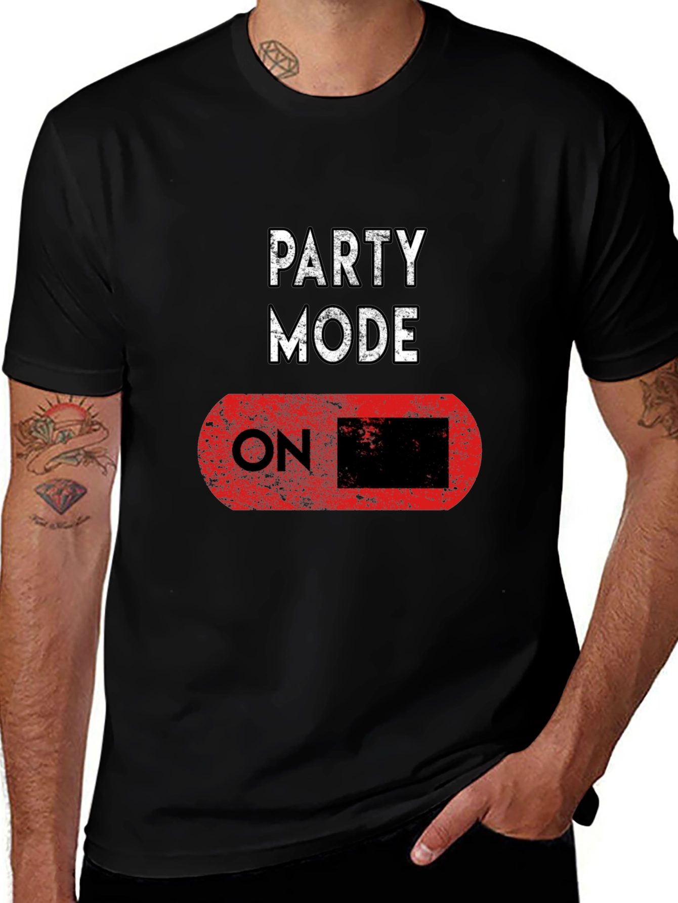 Variant 23 of Party Mode ON Black T-Shirt - Fun Graphic Tee