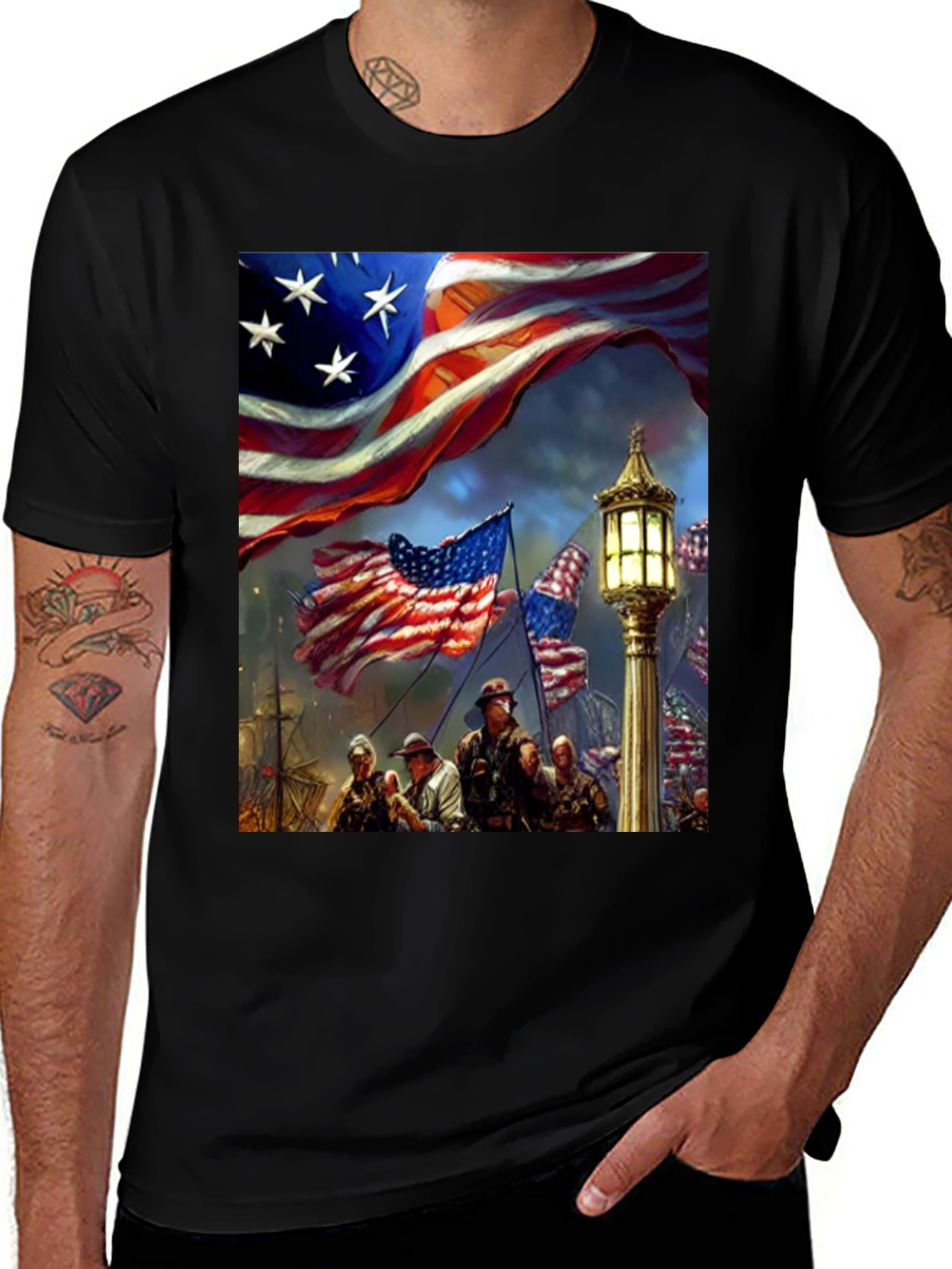 Variant 5 of Patriotic American Flag Graphic T-Shirt