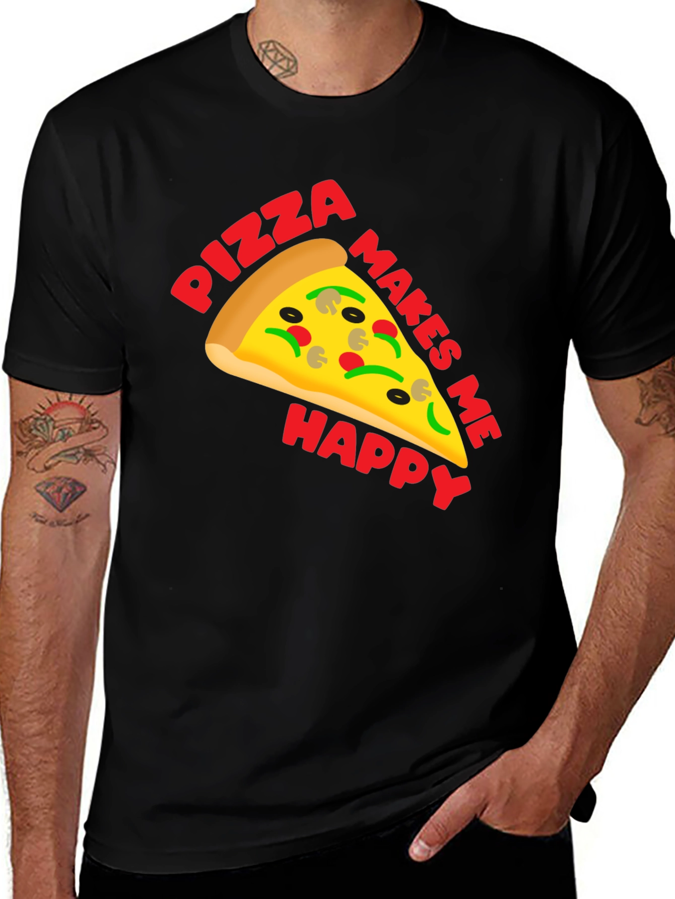 Variant 9 of Pizza Makes Me Happy Graphic T-Shirt