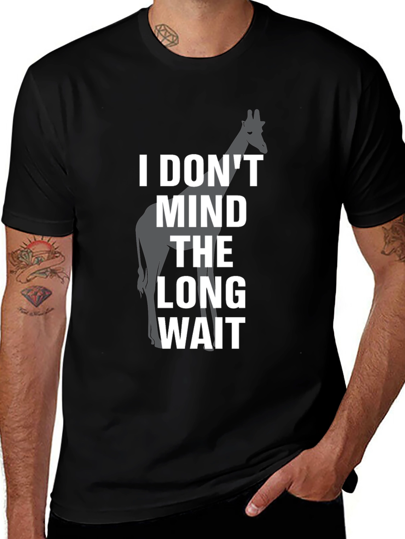 Variant 15 of Long Wait Giraffe Graphic Tee - Men's Black T-Shirt