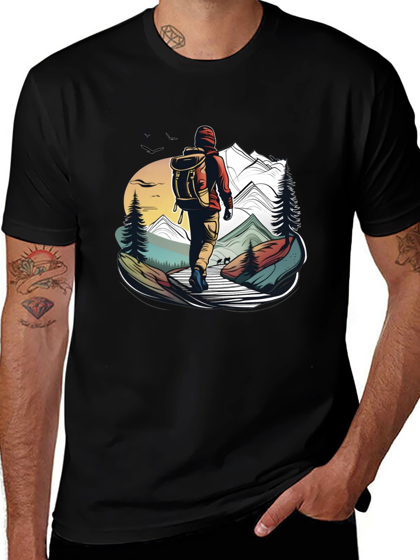 Variant 26 of Hiking Adventure Graphic Tee - Black