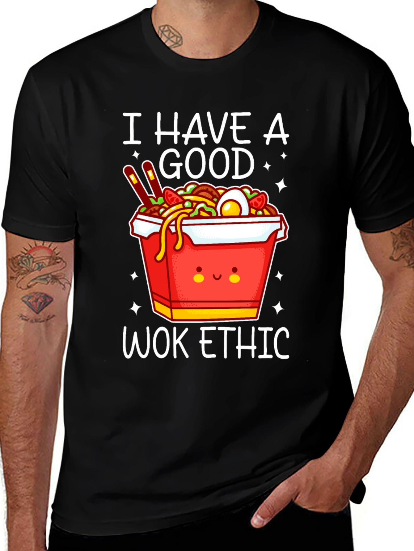 Variant 3 of I Have a Good Wok Ethic Funny Noodles Graphic Tee