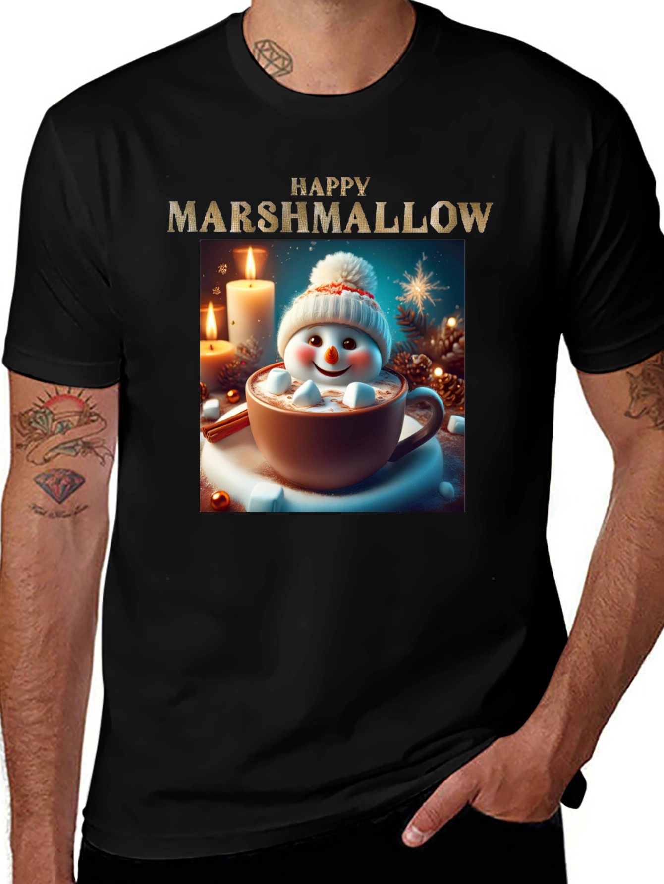 Variant 19 of Happy Marshmallow Graphic Tee - Winter Holiday Comfort