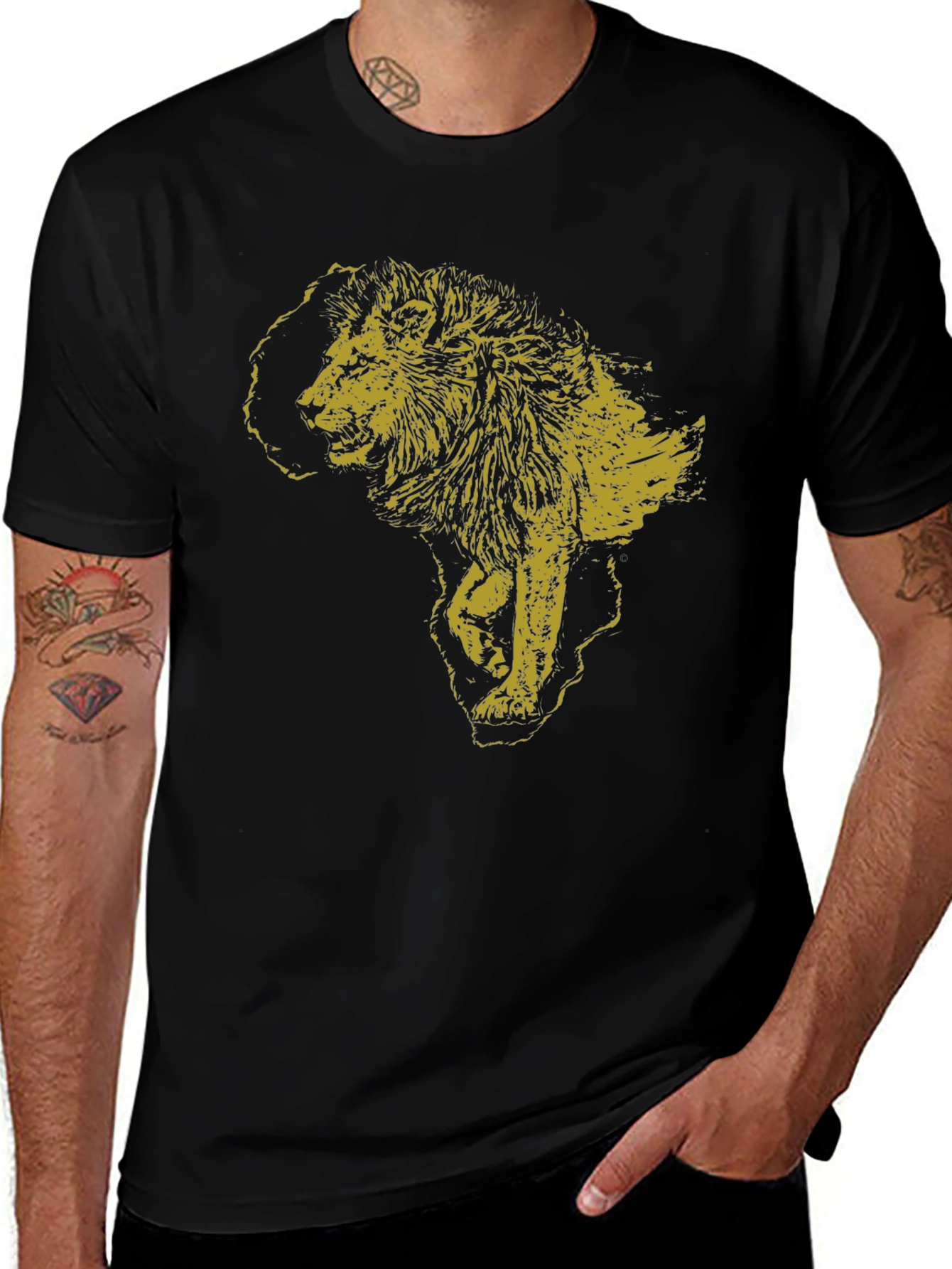 Variant 12 of African Lion Graphic Tee - Black Cotton
