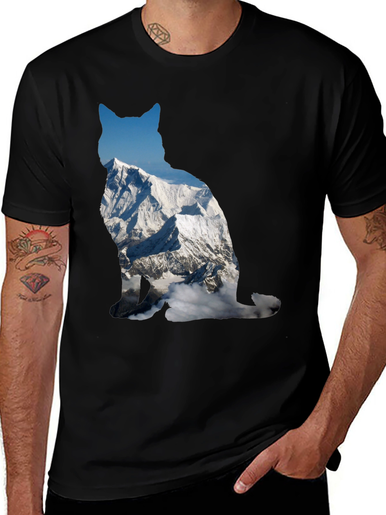 Variant 5 of Mountain Cat Graphic Tee - Black