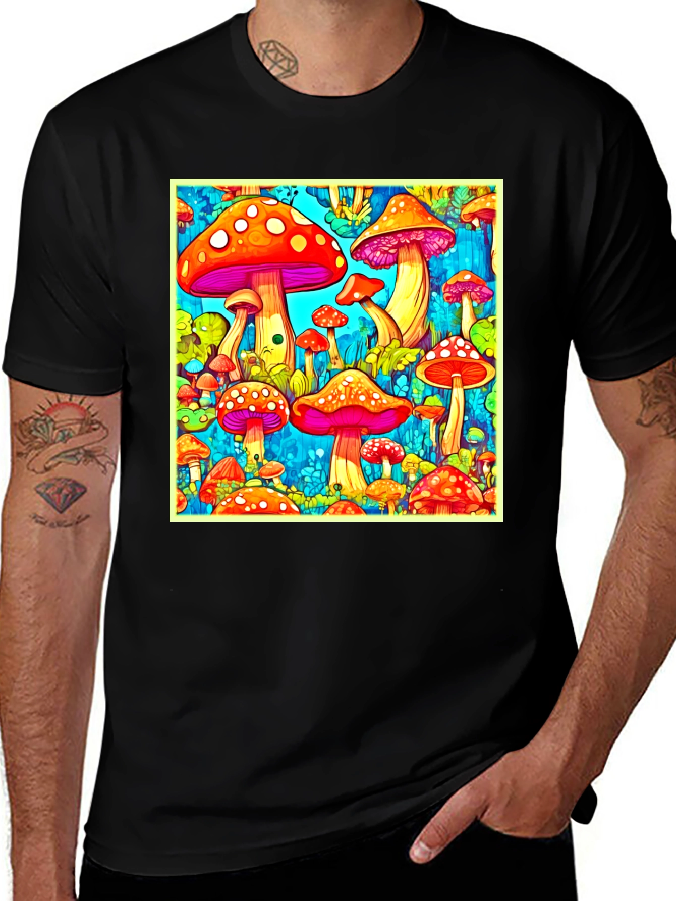 Psychedelic Mushroom Print Tee